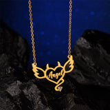 Goxijite Name Heart Necklace Angel Devil Love