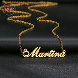 Goxijite Name Necklace Women Stainless Steel Cursive Letter Personalized