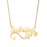 Goxijite Name Necklace Women Stainless Steel Personalized Flower Nameplate