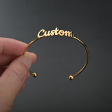 Goxijite Name Bangle Bracelet Stainless Steel Initial Cuff Bangles