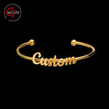 Goxijite Name Bangle Bracelet Stainless Steel Initial Cuff Bangles