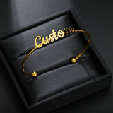 Goxijite Name Bangle Bracelet Stainless Steel Initial Cuff Bangles
