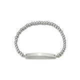 Goxijite Silver Bracelet Women Stainless Steel Engrave Name Date Round Bead