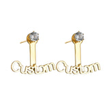Goxijite Name Stone Stud Earrings Personalized Radian Nameplate Piercing