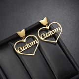 Personalized Butterfly Heart Name Stud Earring