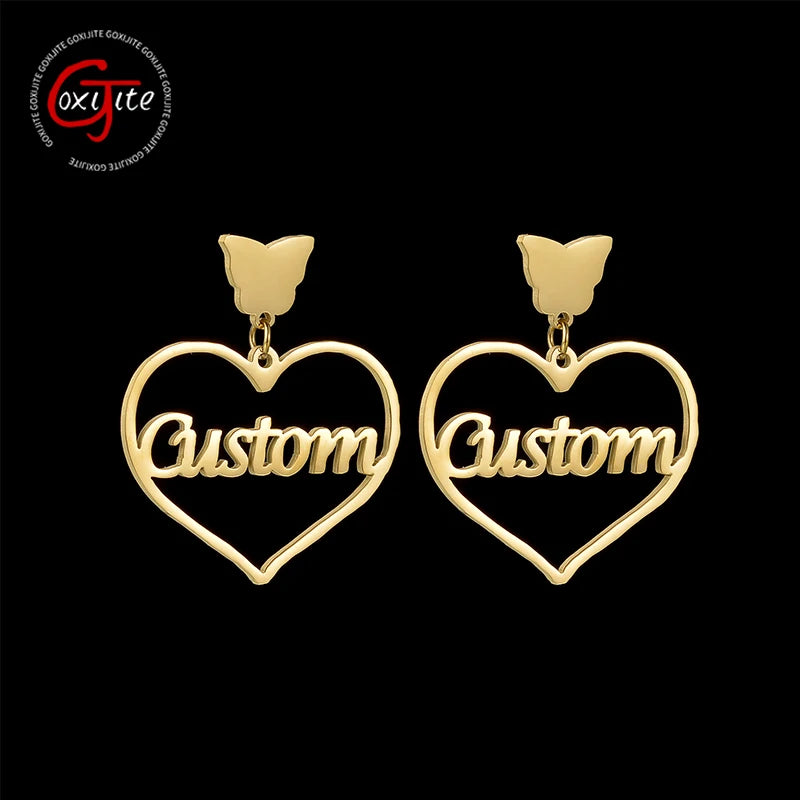 Personalized Butterfly Heart Name Stud Earring