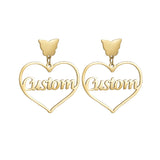 Personalized Butterfly Heart Name Stud Earring