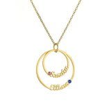 Personalized Double Name Birth Stone Necklace - Lover Gift