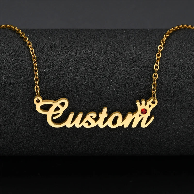 Goxijite Stethoscope Name Necklace Birth Stone Zircon Choker