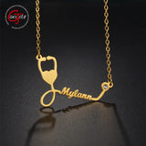 Goxijite Stethoscope Name Necklace Birth Stone Zircon Choker