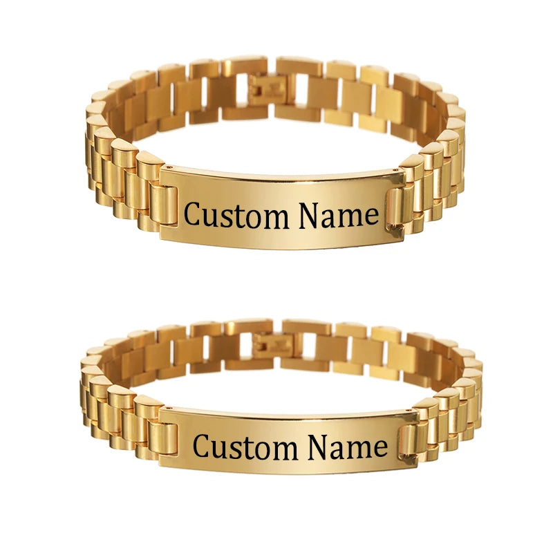 Customizable Name Date Steel Men's Bracelet