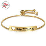 Adjustable Heart Bracelet Engraved Letters Stainless Steel Jewelry Gift