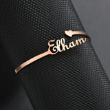 Personalized Name Bangle Bracelet Heart Initial Letters Jewelry
