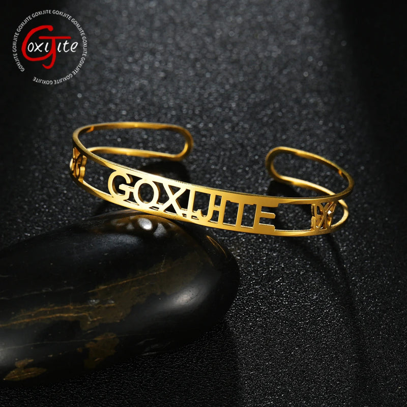 Goxijite Butterfly Nameplate Cuff Bangle