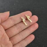 Goxijite Name Letter Stud Earrings Stainless Steel Name Piercing Cursive Namepla
