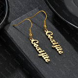 Goxijite Vertical Name Earrings Stainless Steel Sideway Name Letter Ea