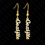 Goxijite Vertical Name Earrings Stainless Steel Sideway Name Letter Ea