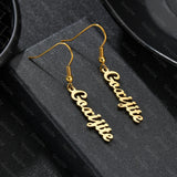 Goxijite Vertical Name Earrings Stainless Steel Sideway Letter Earrings