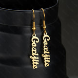 Goxijite Vertical Name Earrings Stainless Steel Sideway Name Letter Ea