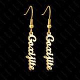 Goxijite Vertical Name Earrings Stainless Steel Sideway Letter Earrings