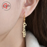 Goxijite Vertical Name Earrings Stainless Steel Sideway Name Letter Ea
