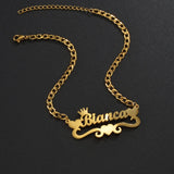 Personalized Heart Bracelet Stainless Steel Initial Name Cuban Chain Gift