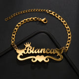 Personalized Heart Bracelet Stainless Steel Initial Name Cuban Chain Gift