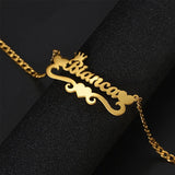 Personalized Heart Bracelet Stainless Steel Initial Name Cuban Chain Gift