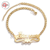 Personalized Heart Bracelet Stainless Steel Initial Name Cuban Chain Gift