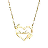 Goxijite Butterfly Name Necklace Stainless Steel Crown Heart Letter Name