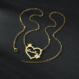 Goxijite Butterfly Name Necklace Stainless Steel Crown Heart Letter Name