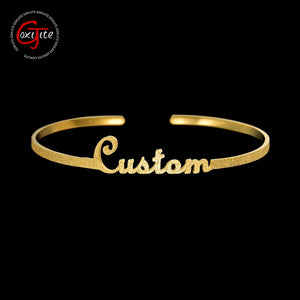 Personalized Frosted Name Bangle Bracelet for Women