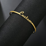 Personalized Frosted Name Bangle Bracelet for Women