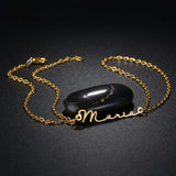 Goxijite Name Bracelets For Women Letter Nameplate Finger Bracelet