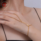 Goxijite Name Bracelets For Women Letter Nameplate Finger Bracelet