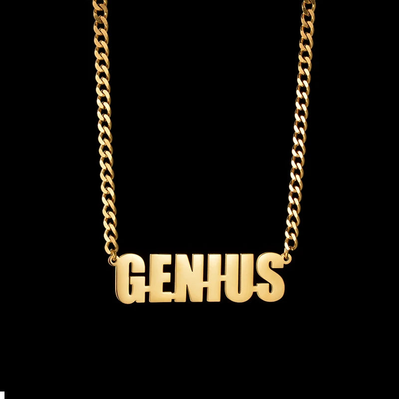 Goxijite Custom Name Necklace For Women Men Big Nameplate Necklaces