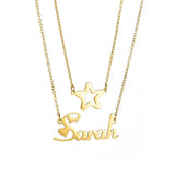 Goxijite Double Layer Name Necklace Personalized Star Choker