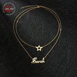 Goxijite Double Layer Name Necklace Personalized Star Choker