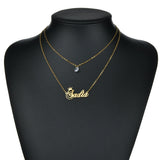 Goxijite Double Layer Necklace With Stone For Women Arabic Initial Letter Name
