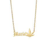 Goxijite Name Necklace With Leaves Letter Choker