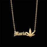 Goxijite Name Necklace With Leaves Letter Choker