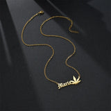 Goxijite Name Necklace With Leaves Letter Choker
