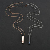Goxijite Engraved Square Bar Cubic Zircon Necklace