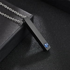 Goxijite Engraved Square Bar Cubic Zircon Necklace