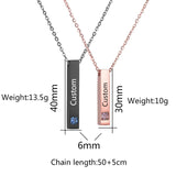 Goxijite Engraved Square Bar Cubic Zircon Necklace
