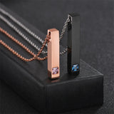 Goxijite Engraved Square Bar Cubic Zircon Necklace
