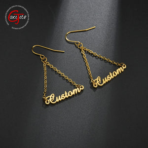 Goxijite Name Earring Stainless Steel Personalized Dangle Jewelry