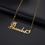 Goxijite Love Heart Name Necklace Crown Nameplate Chocker Necklaces