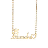 Goxijite Love Heart Name Necklace Crown Nameplate Chocker Necklaces