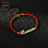 Goxijite Name Bracelet Stainless Steel Letter Charm Jewelry Gift